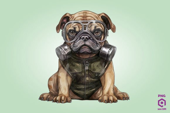 Bulldog Dog Wearing Gas Mask