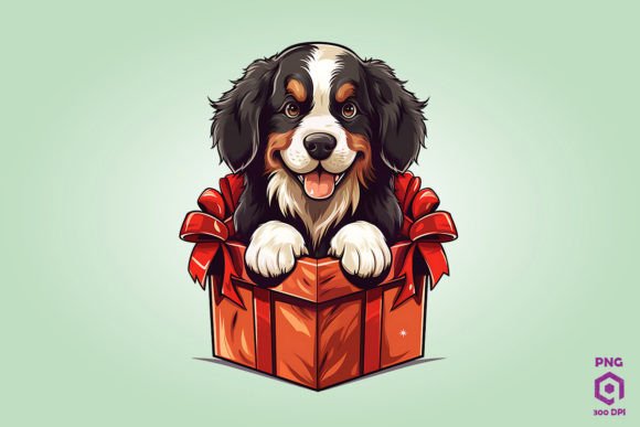Christmas Bernese Mountain Dog Gift Box