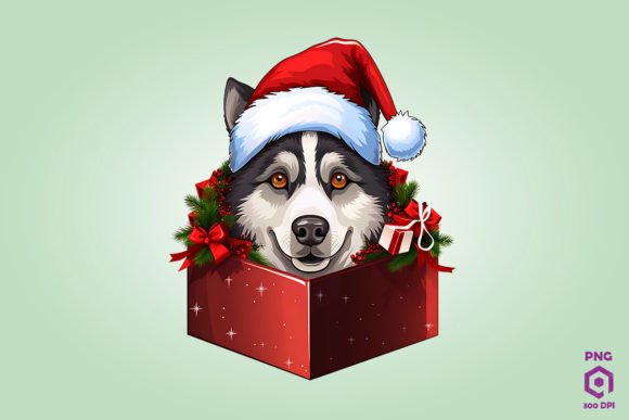 Christmas Siberian Husky Dog Gift Box