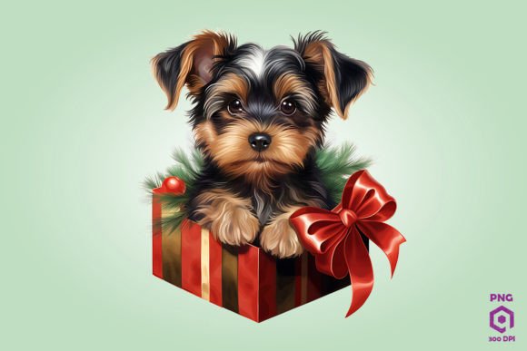 Christmas Yorkshire Terrier Dog Gift Box