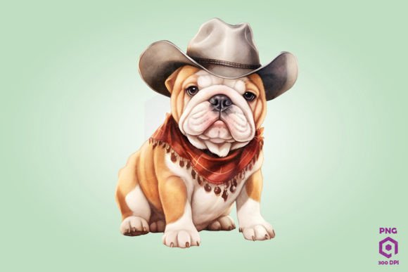 Cowboy Bulldog Dog Clipart