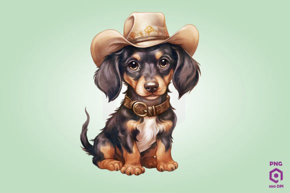 Cowboy Dachshund Dog Clipart