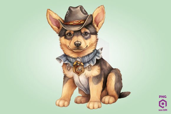 Cowboy German Shepherd Dog Clipart