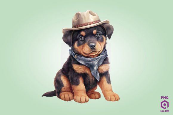 Cowboy Rottweiler Dog Clipart