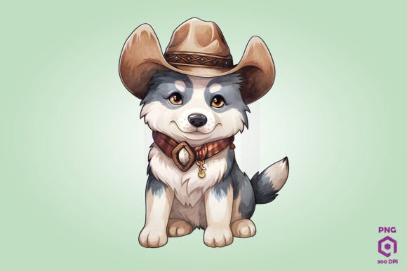 Cowboy Siberian Husky Dog Clipart