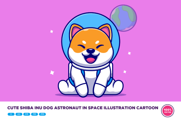 Cute Shiba Inu Dog Astronaut in Space