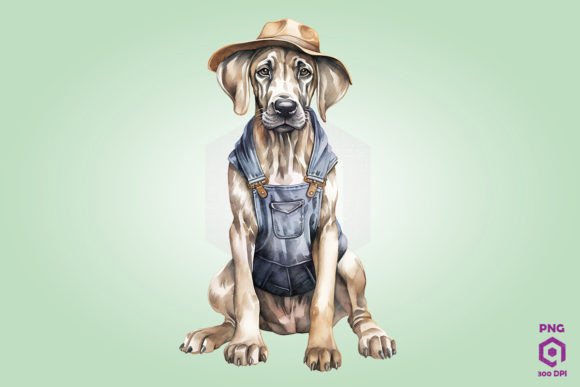 Farmer Great Dane Dog Clipart