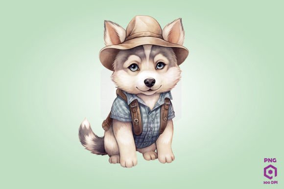 Farmer Siberian Husky Dog Clipart
