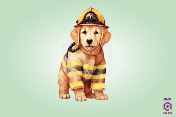 Firefighter Golden Retriever Dog