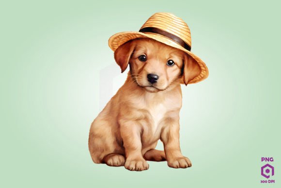 Labrador Retriever Dog Wearing Straw Hat