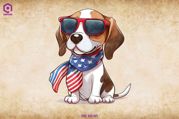 Patriotic Beagle Dog 4th of July