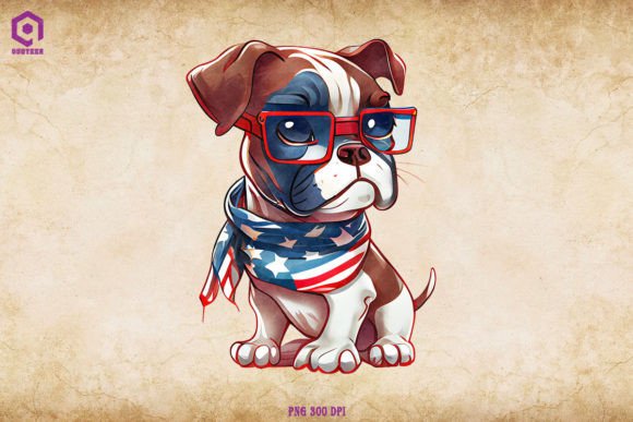 Patriotic Boxer Dog 4th of July