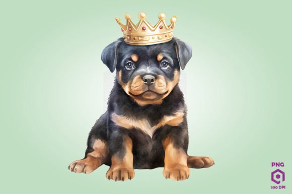 Rottweiler Dog Wearing Crown