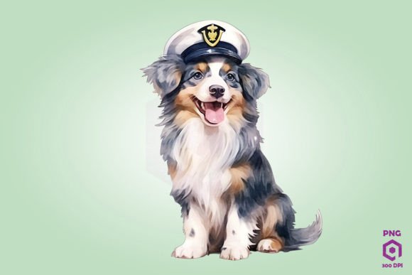 Sailor Australian Shepherd Dog Clipart