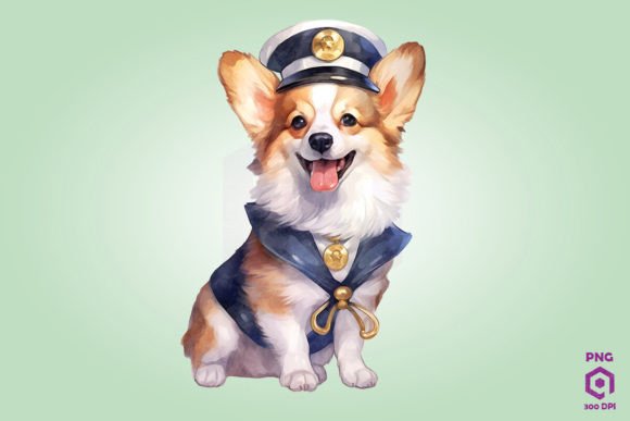 Sailor Pembroke Welsh Corgi Dog Clipart