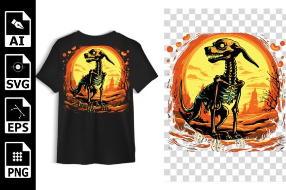 Skeleton Dog Halloween Art