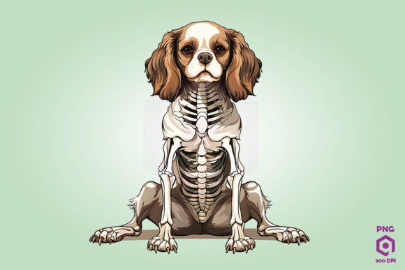 Skeleton Spaniel Dog Clipart