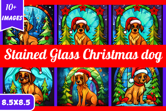 Stained Glass Christmas Dog