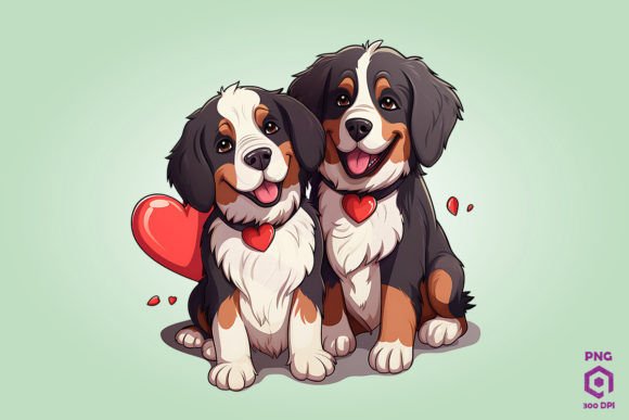 Valentine Couple of Bernese Mountain Dog